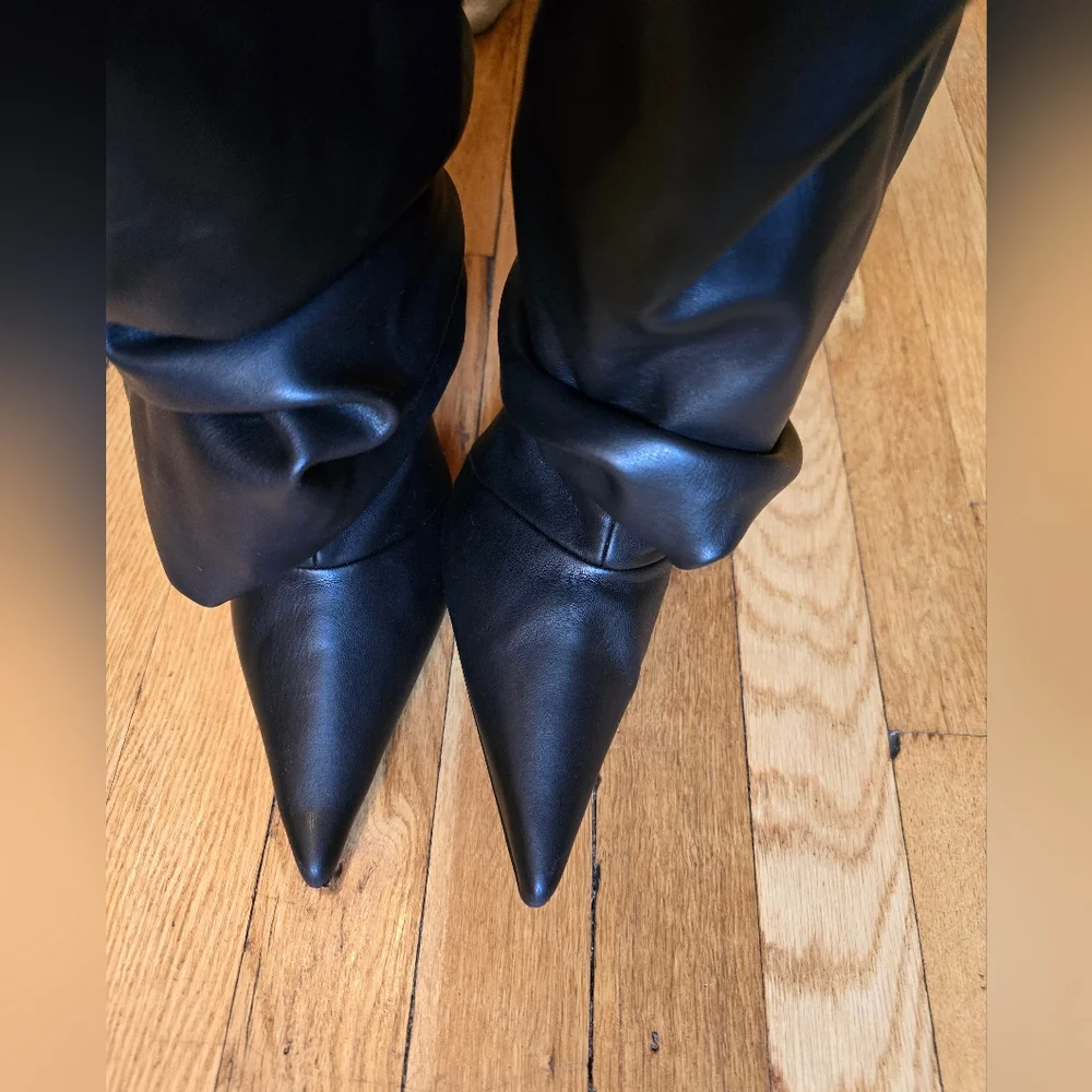 ALEXANDRE VAUTHIER Black Draped Thigh-High Boots Sz 41 (US 10/11)